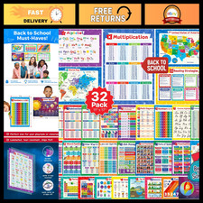32 Set of 59 Educational Posters for Kids - Multiplication  Learning Charts