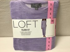 New Loft Soft Knit Long Sleeve Top Pant Sleep Set Lavender SZ Small Soft D15