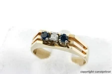 Sapphire Diamond Ring 585 14k Yellow Gold Size 57