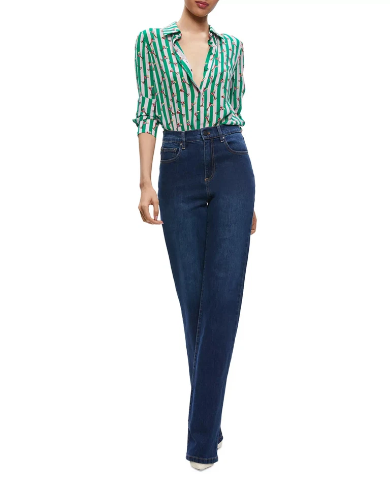 Alice and Olivia Women's Top Sz XL Willa Silk Mint Glass - Image 3 of 4