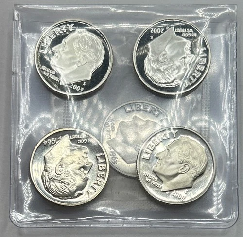 5x Lot - 90% Silver Gem Proof Roosevelt Dimes