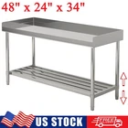 48"x24" Food Prep Work Table Stainless Steel w/ Backsplash+Adjustable Undershelf