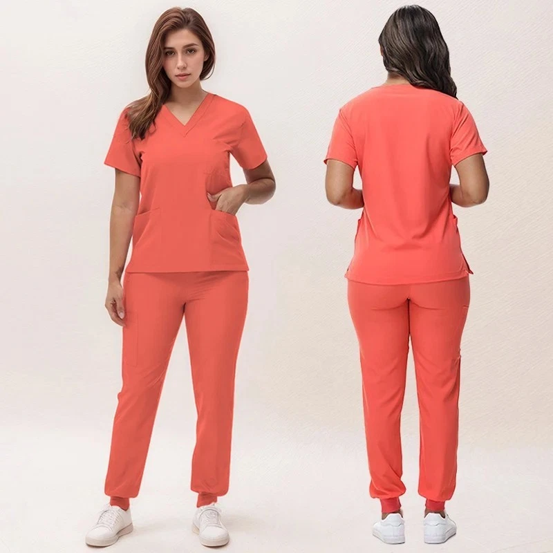 2025 Professional Medical Scrub Set For Women V-Neck Uniform Jogger Pants Gift - Image 4 of 4