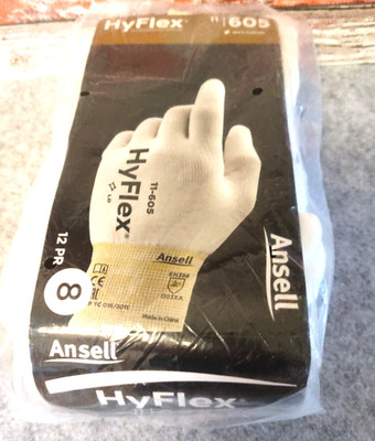 Ansell HyFlex 11-605, Mechaniker Handschuhe, Gr.8, 12 Paar, Schutzhandschuhe