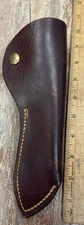 Vintage Brown Leather Sheath For Fixed Blade Knife Brass Snap Closure 
