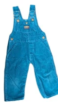 Vintage Osh Kosh B’Gosh Vestbak Teal Corduroy Overalls 2T Toddler USA READ