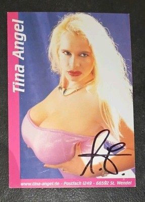 Tina Angel, handsignierte Autogrammkarte Erotik-Star 
