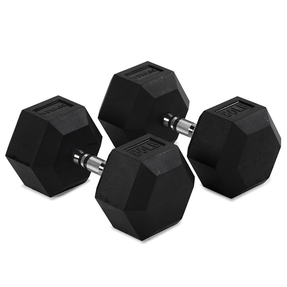 Titan Fitness 80 LB Pair Free Weights, Black Rubber Coated Hex Dumbbell
Opens in a new window or tab