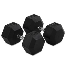 Titan Fitness 80 LB Pair Free Weights, Black Rubber Coated Hex Dumbbell