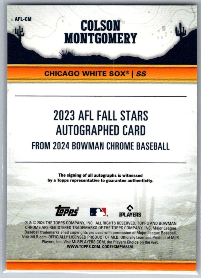 COLSON MONTGOMERY #AFL-CM - 2024 Bowman Chrome - AFL Fall Stars AUTO /150 - Image 3 of 3