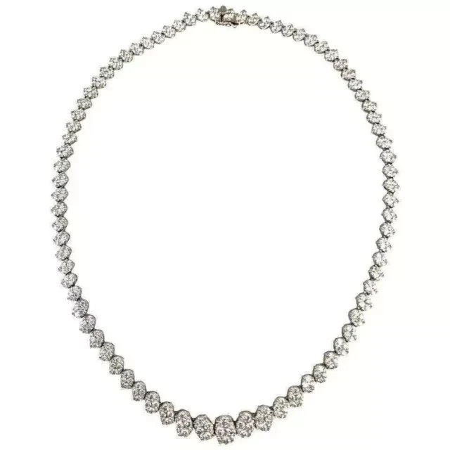 Collar de tenis para mujer de diamantes de corte redondo de 20 quilates enchapado en oro blanco de 14 k de 18" Foto 3 de 4