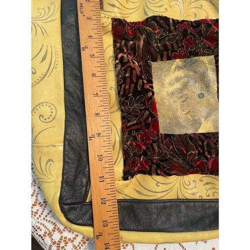 Handmade Festival Hobo Artsy Leather & Satin Renaissance Handbag Crossbody Bag - Picture 15 of 15