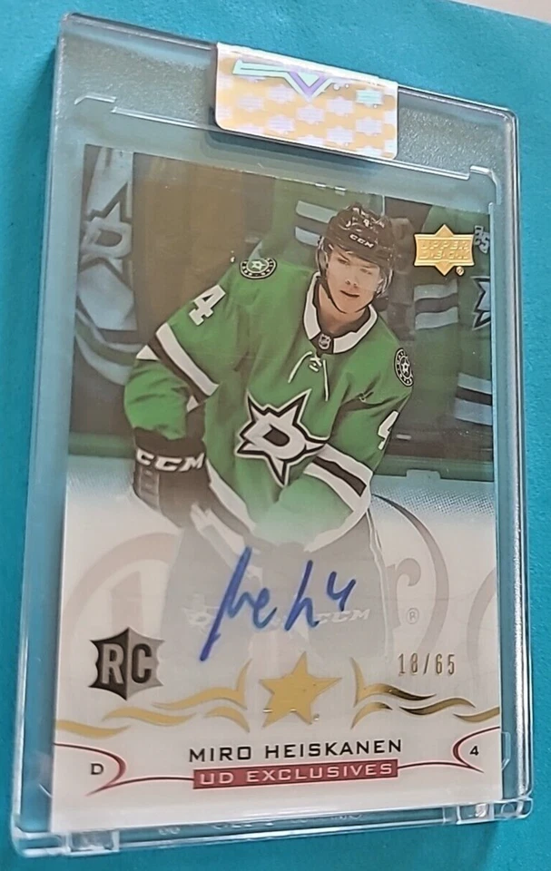 2018-19 Miro Heiskanen Upper Deck Clear Cut UD Exclusives Rookie Auto RC /65 - Image 2 of 3