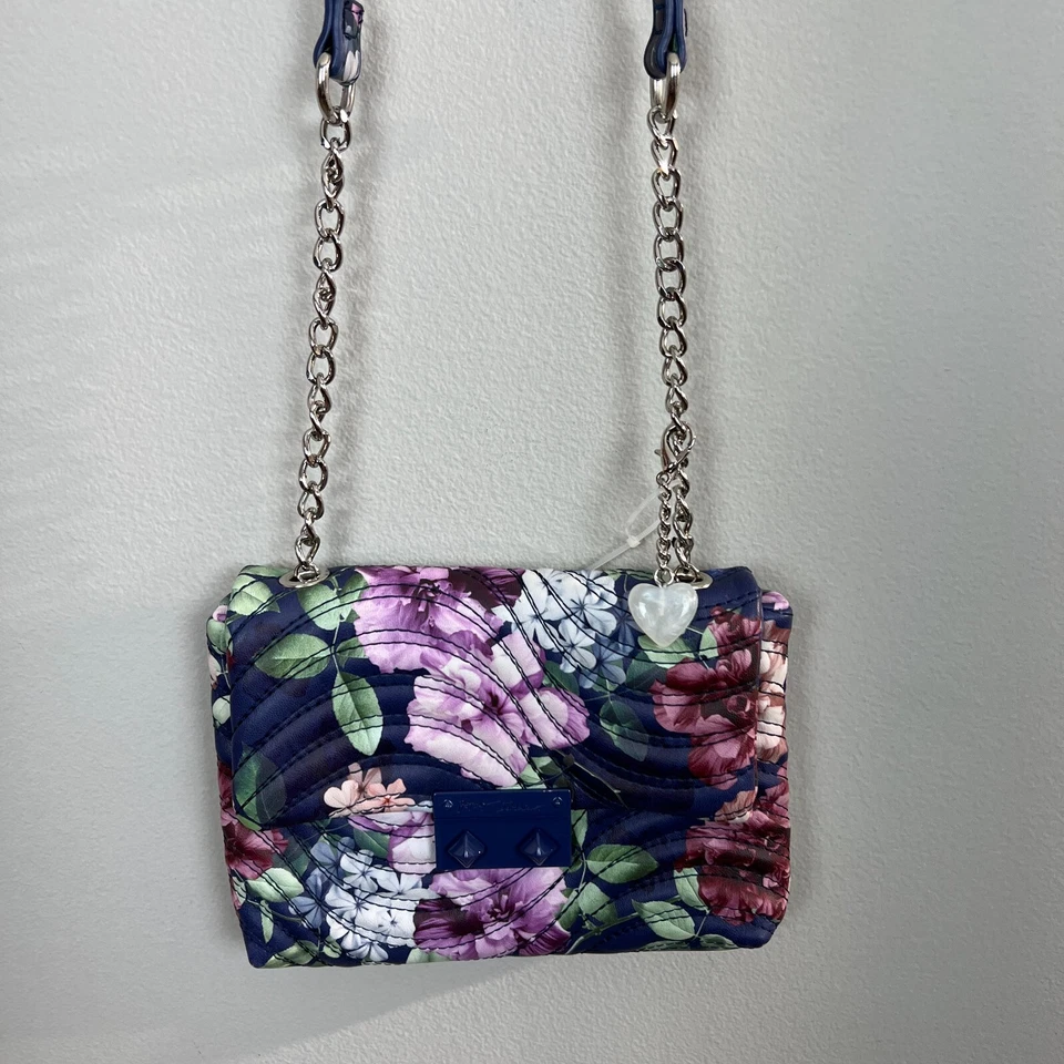 Bolso Bandolera Betsey Johnson Hombro Floral Multicolor Acolchado Solapa Cadena Nuevo Foto 4 de 4