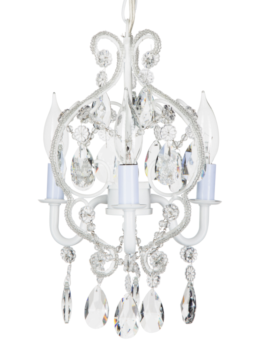 Chandelier Light Crystal Glass Ceiling Nursery Pink Lamp Baby Kids