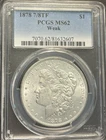 1878 Morgan Dollar MS62 Philadelphia 7/8TF WEAK Silver $1 Coin, Bright White