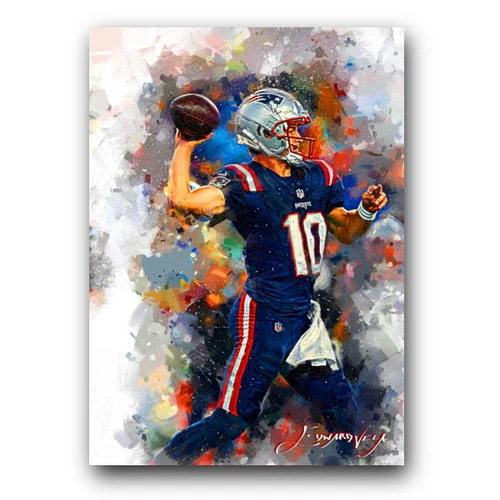 Drake Maye #2 Art Card Limited 19/50 Edward Vela Signed (New England Patriots)