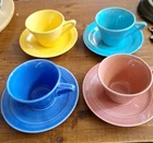 Home Laughlin Harlequin Tea Cup And Saucer Set Of Four Multi Color