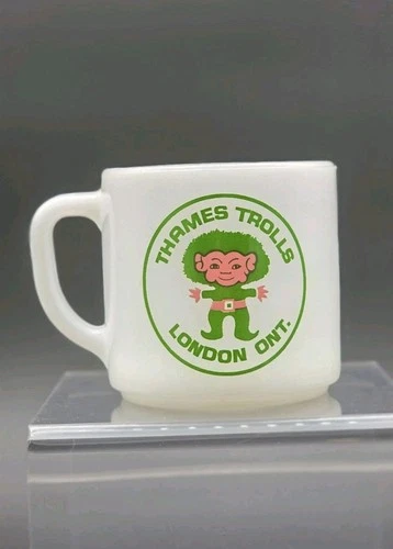 Vintage NCHA Thames Trolls London Ontario Whote Coffee Mug Federal Milk Glass