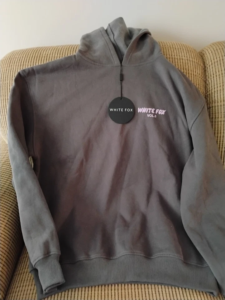 Sudadera con Capucha Blanco Fox Offstage S/M Gris Volcánico y Rosa Nueva con Etiquetas Foto 2 de 4