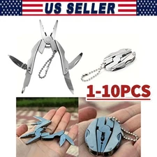 Portable Multi-Tool Pliers Combo Knife Bit ScrewDriver Keychain -Stainless Steel
