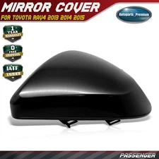 Passenger Side View Mirror Cover Cap Smooth Black for Toyota RAV4 2013 2014 2015