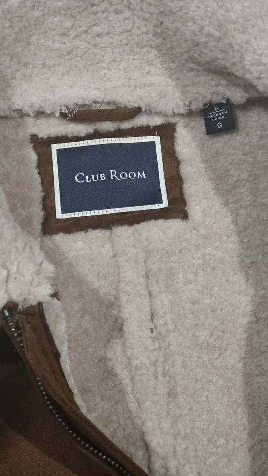 Club Room Mens Faux Suede Zipper Jacket, Creat Brown Size L A0001 - Image 4 of 4