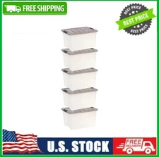 IRIS 40 Qt. Plastic Storage Bins with Lids, Stackable Storage Containers, 5 Pack