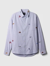 GAP x DAP Embroidered Oxford Shirt Men's Size XL Distant Blue Brand New Harlem