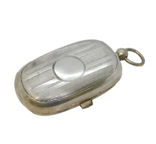 Sterling Silver Lined Pattern Double Sovereign Case Antique 1914 Birmingham