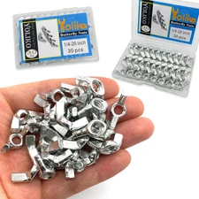 30 PCS 1/4-20 Inch Wingnuts, Quality Carbon Steel Wing Nuts Zinc Plated Fastener