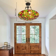 Pendant Light  Antique Stained Glass Inverted Ceiling Pendant  Lamp Chandeliers