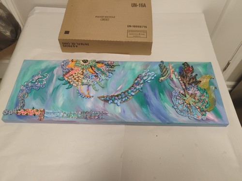 Obra de arte vibrante, mixta/tema náutico/31"×11"/tipo colgante de pared (... - Imagen 3 de 10