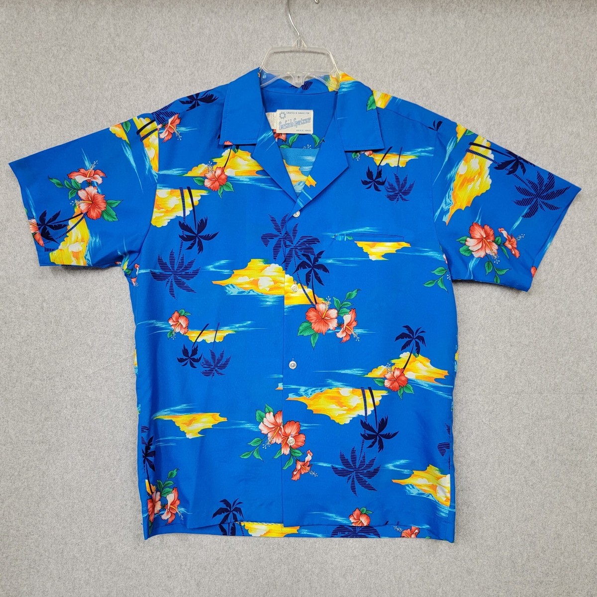 フラダンス Surfside Sportswear Waikiki Hawaii Vintage Surfside Sportswear Waikiki Hawaiian Floral Blue