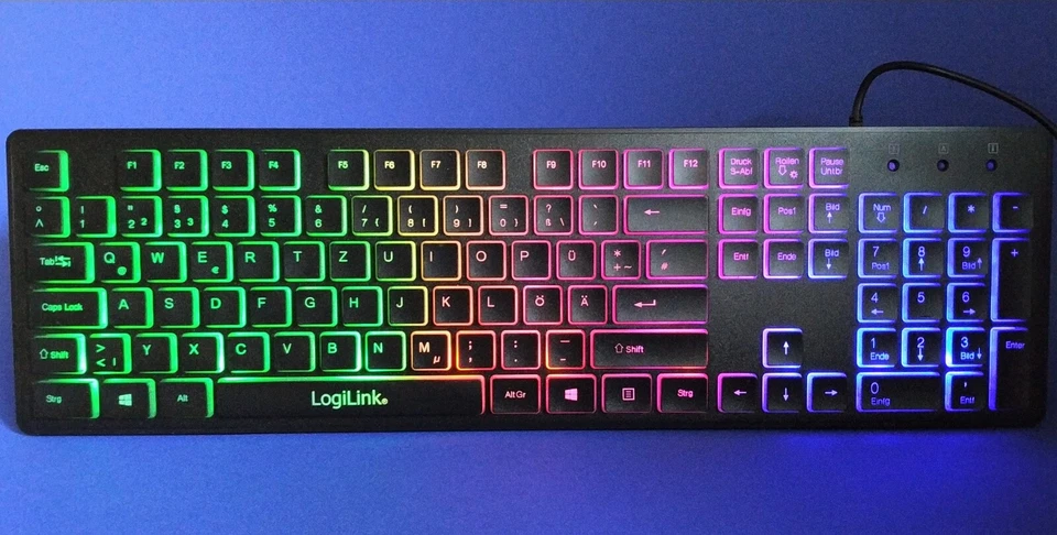 LogiLink Tastatur beleuchtet LED USB QWERTZ DE für PC Laptop Notebook Computer - Bild 3 von 3