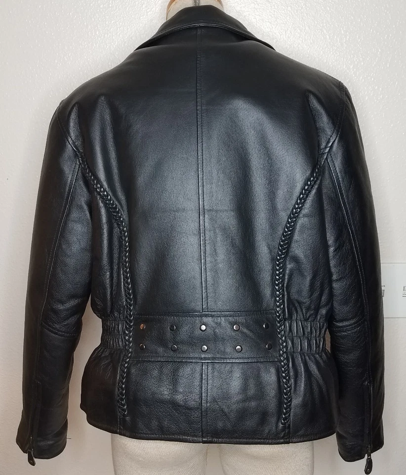 Women's Leather Jacket Biker USA Dream Apparel Size Small 3M zipout motorcycle - Image 2 of 4