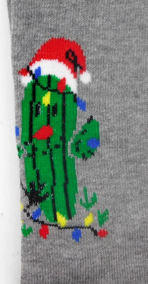 Socks Christmas Cactus Mossimo Mens 6-12 Crew Lights Holiday 1 Pair Southwest - Image 2 of 4