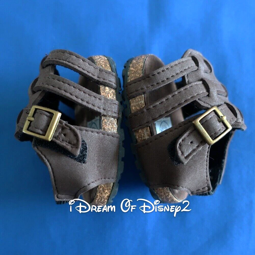 Build A Bear DARK BROWN STRAP SANDALS BUCKLE SUEDE LOOK CORK