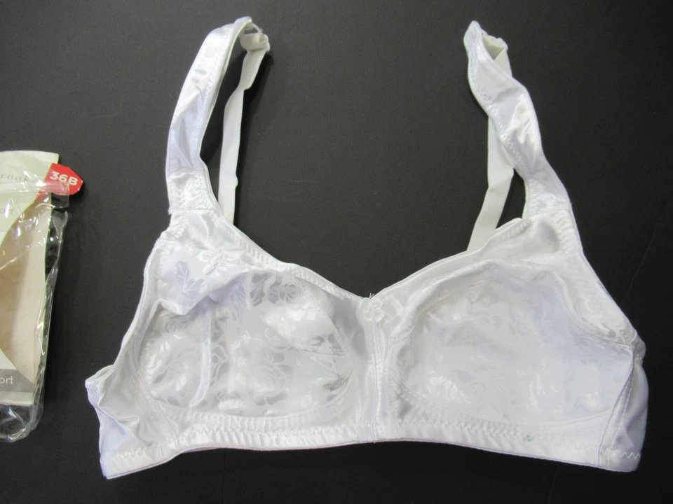 Sujetador Bobbie Brooks sin aros cómodo satinado 36B blanco inalámbrico soporte todo el día Foto 2 de 4