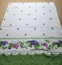Vintage Drapes Curtains Panels Grapes And Green Lattice 28"Wx34"L Read Material 