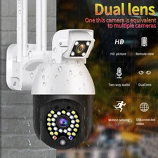 Wireless HD1080P WIFI PTZ IP Security Camera Dual Lens Auto tracking Outdoor 