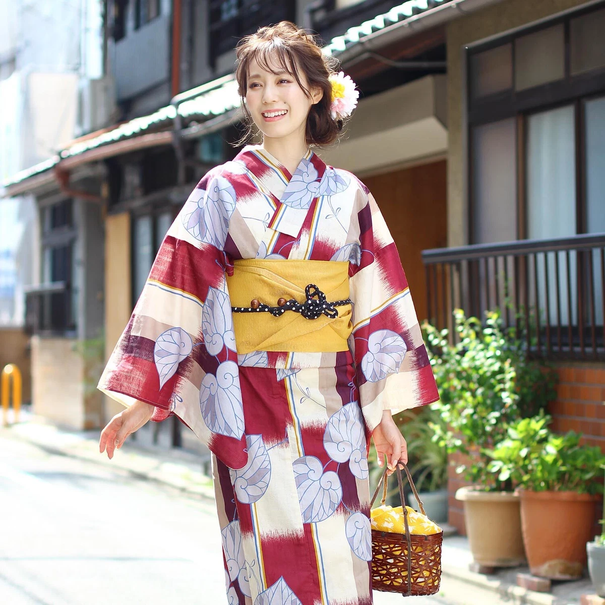 Japanese Fabric Kimono Yukata Obi Set Of 2 x12-03 | eBay