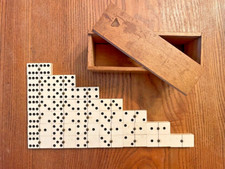 Antique Vintage Domino Set complete Wood BOX