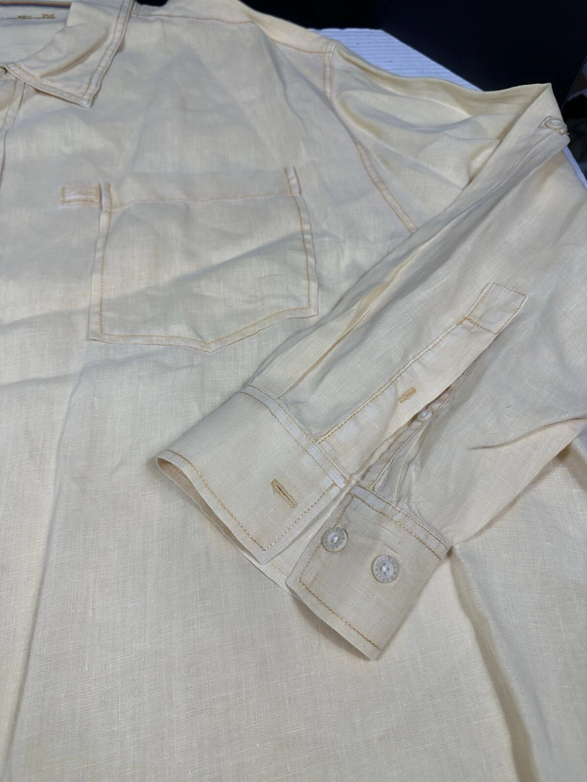 Margaritaville Shirt Mens Yellow Button Up Casual Linen Lightweight Sz 4XB