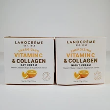 Lanocreme Energizing Vitamin C & Collagen Day & Night Cream Set 1.76oz EXP 2026