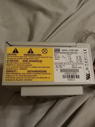 Astec ATX93-3405 2983915259 6500510 90w IDE Power Supply Silver Steel - Afbeelding 2 van 12