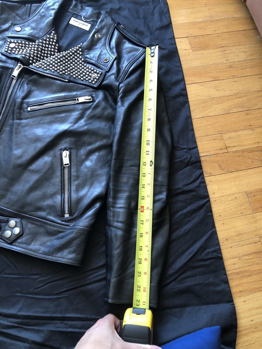 SAINT LAURENT BY HEDI SLIMANE STUDDED COLLAR MOTO JACKET | eBay