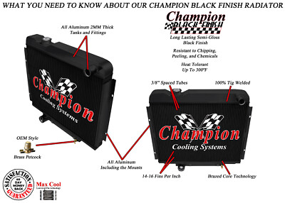 DR Champion 3 Row Black Finish Radiator for 1966 Mercury Comet V8 Engine