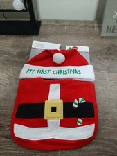 Baby Christmas Santa Bib ~ Santa's Belt Buckle and My first Xmas Hat. New 