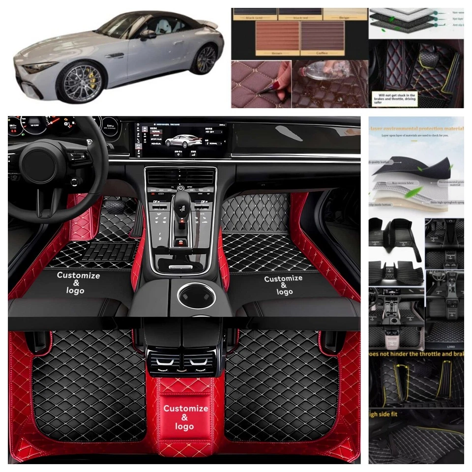 Fit For Mercedes Benz 2022 SL63 AMG Car Floor Mats Leather Luxury Carpets Liners - Image 3 of 4